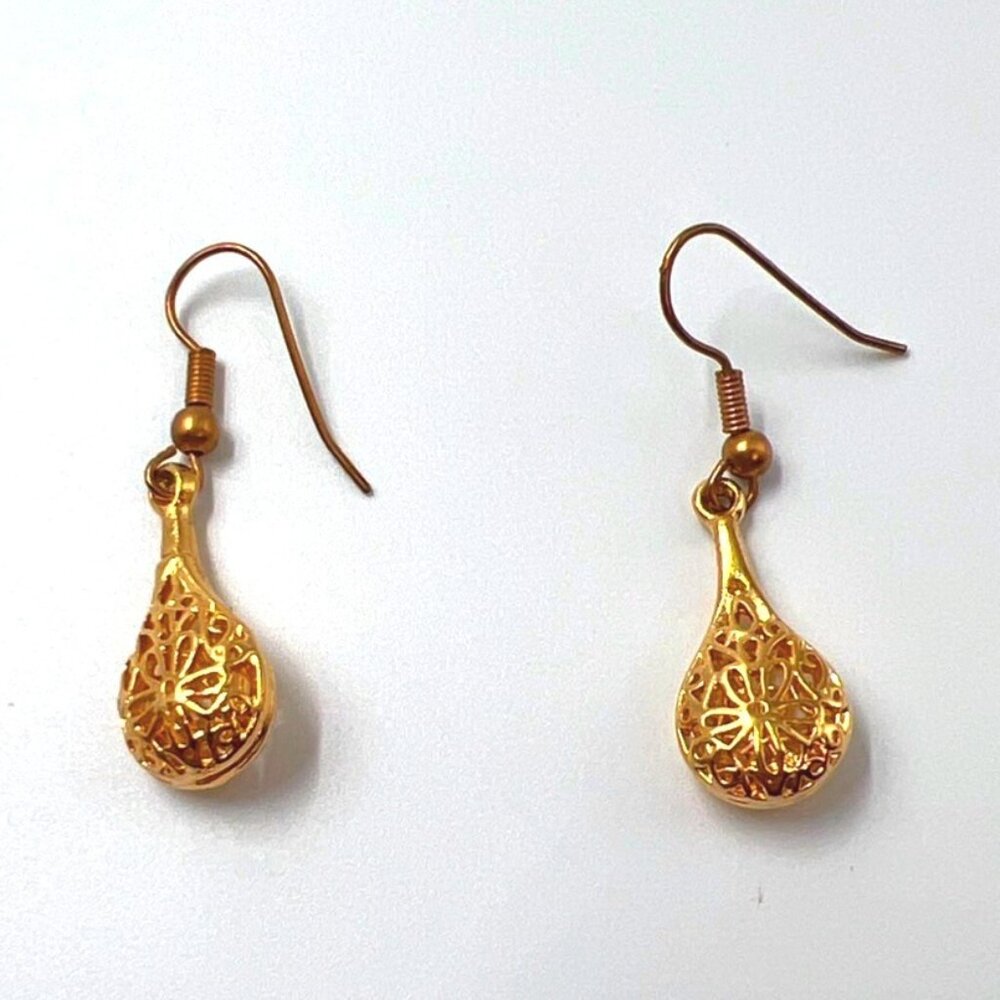 Earrings Drop Women French Wire Gold Teardrop